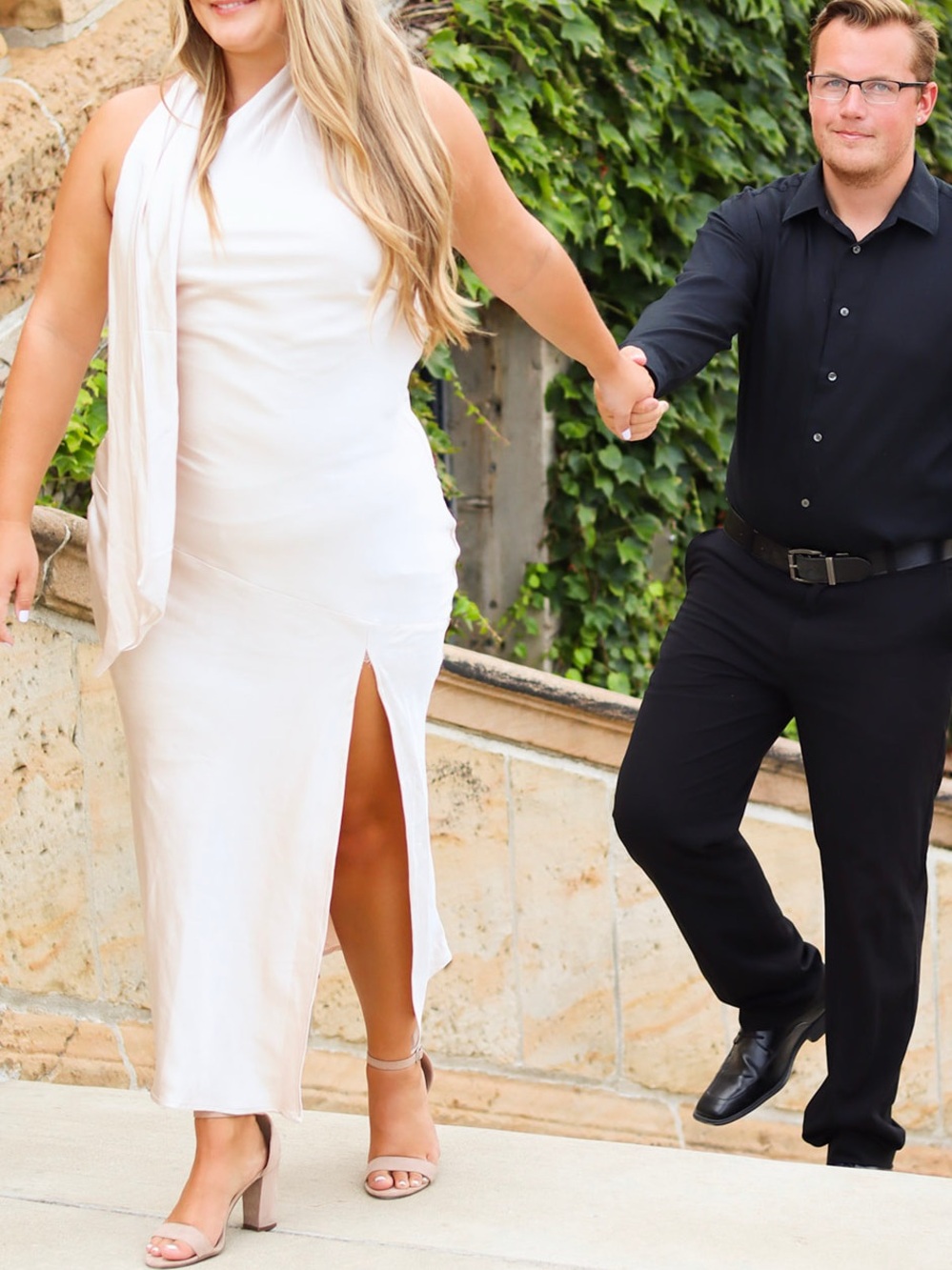 Elegant Champagne Slit Dress